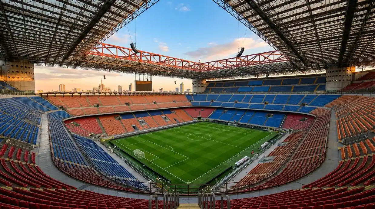 Vista del estadio San Siro de Milan durante un partido de Serie A